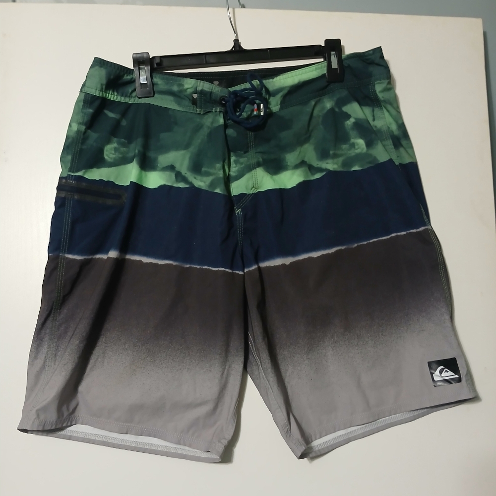 Quiksilver Green and Gray Board Shorts